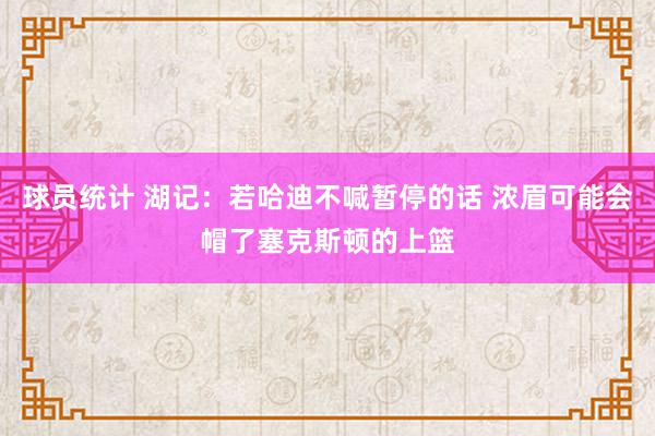 球员统计 湖记：若哈迪不喊暂停的话 浓眉可能会帽了塞克斯顿的上篮