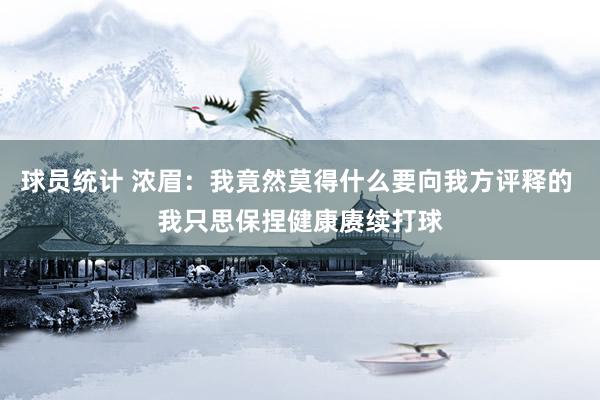 球员统计 浓眉：我竟然莫得什么要向我方评释的 我只思保捏健康赓续打球