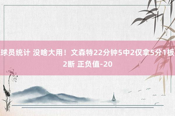 球员统计 没啥大用！文森特22分钟5中2仅拿5分1板2断 正负值-20