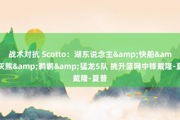 战术对抗 Scotto：湖东说念主&快船&灰熊&鹈鹕&猛龙5队 挑升篮网中锋戴隆-夏普