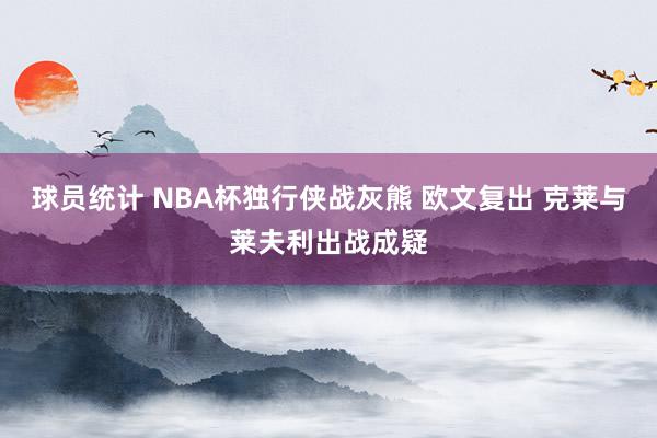 球员统计 NBA杯独行侠战灰熊 欧文复出 克莱与莱夫利出战成疑